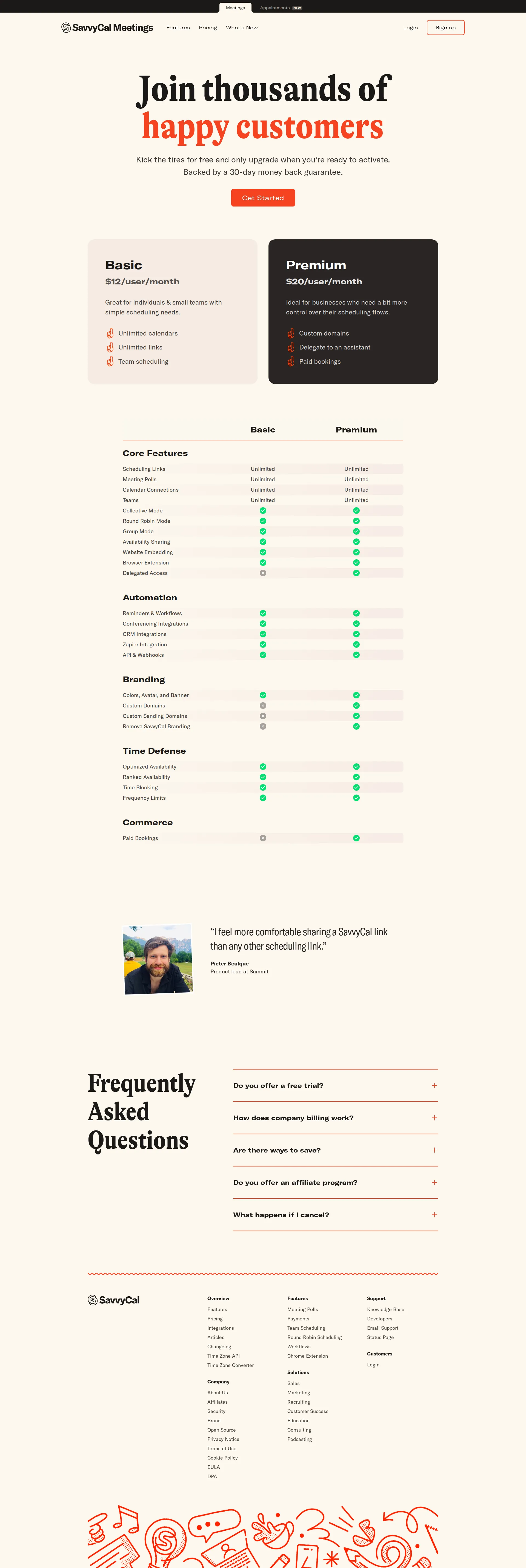 SavvyCal pricing page screenshot