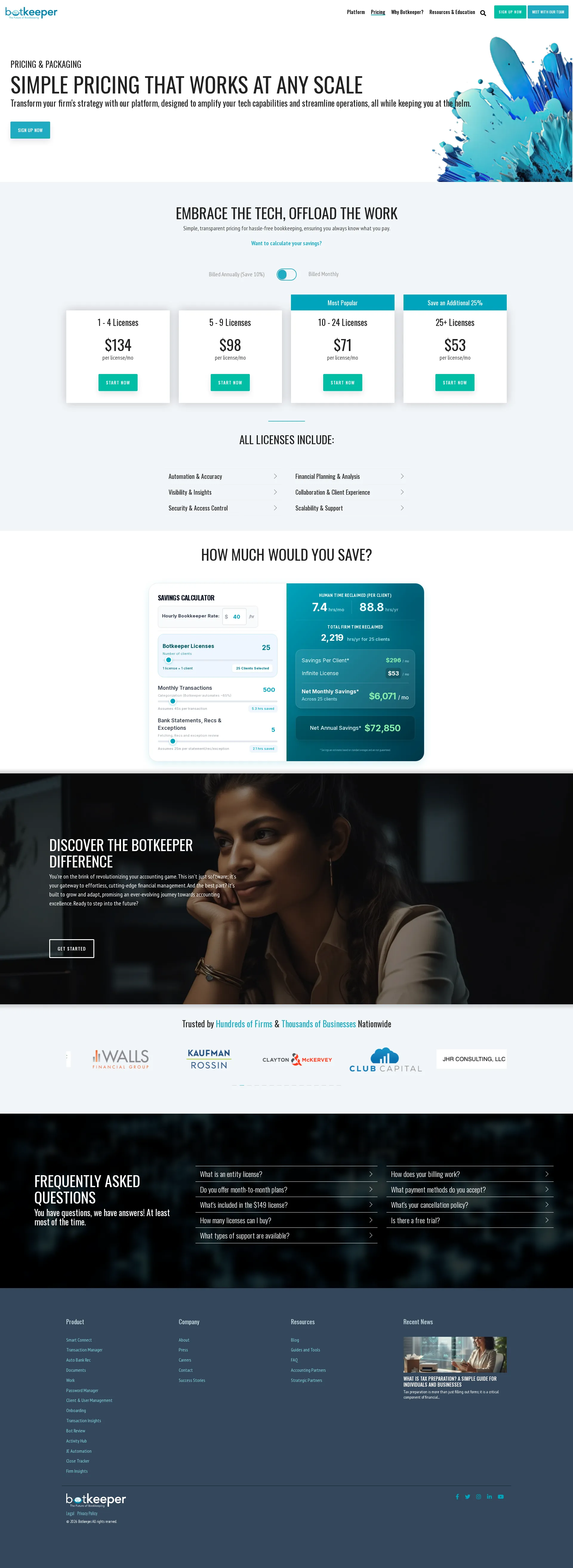 Botkeeper pricing page screenshot
