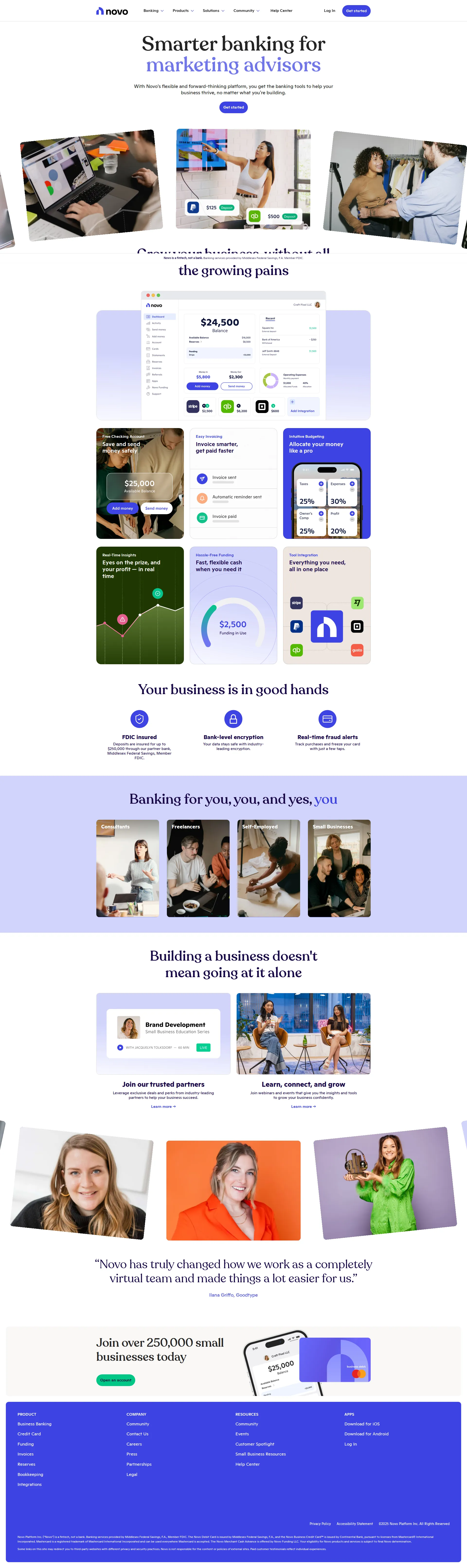Novo pricing page screenshot