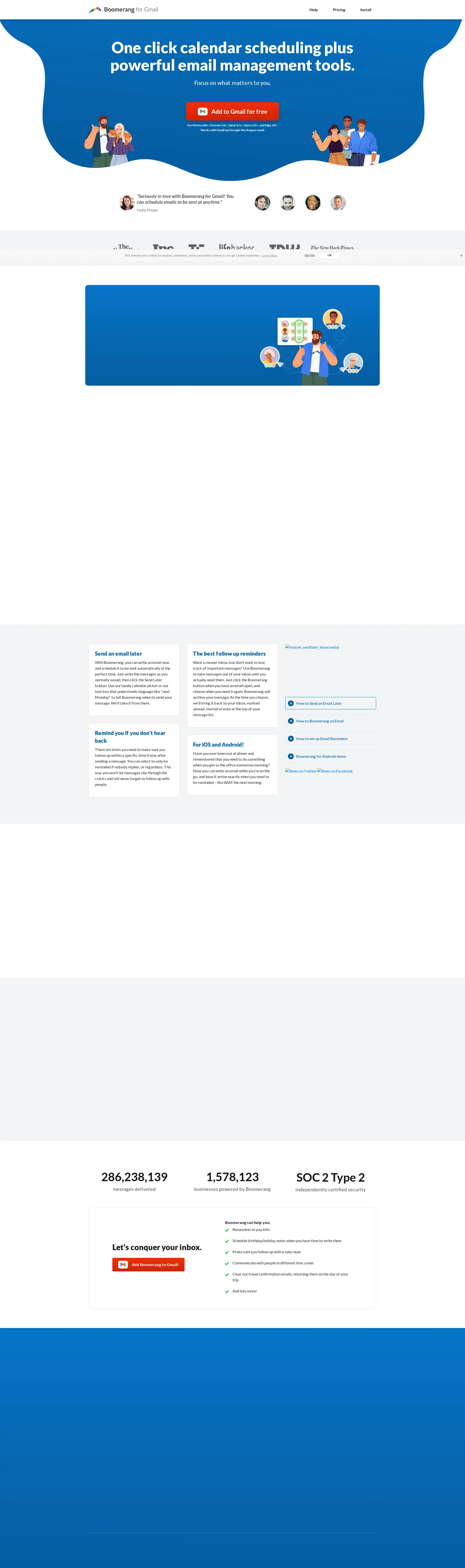 Boomerang pricing page screenshot