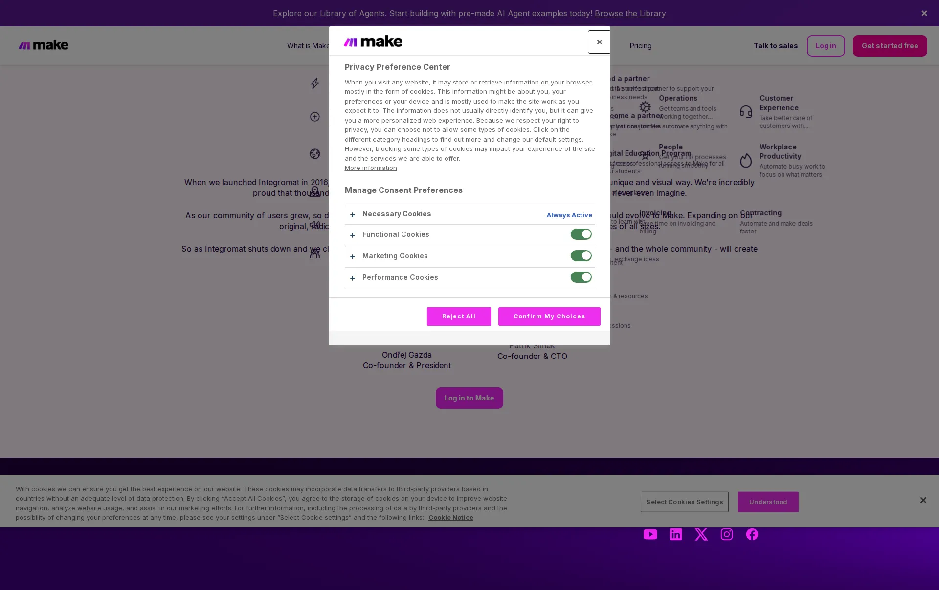 Integromat pricing page screenshot