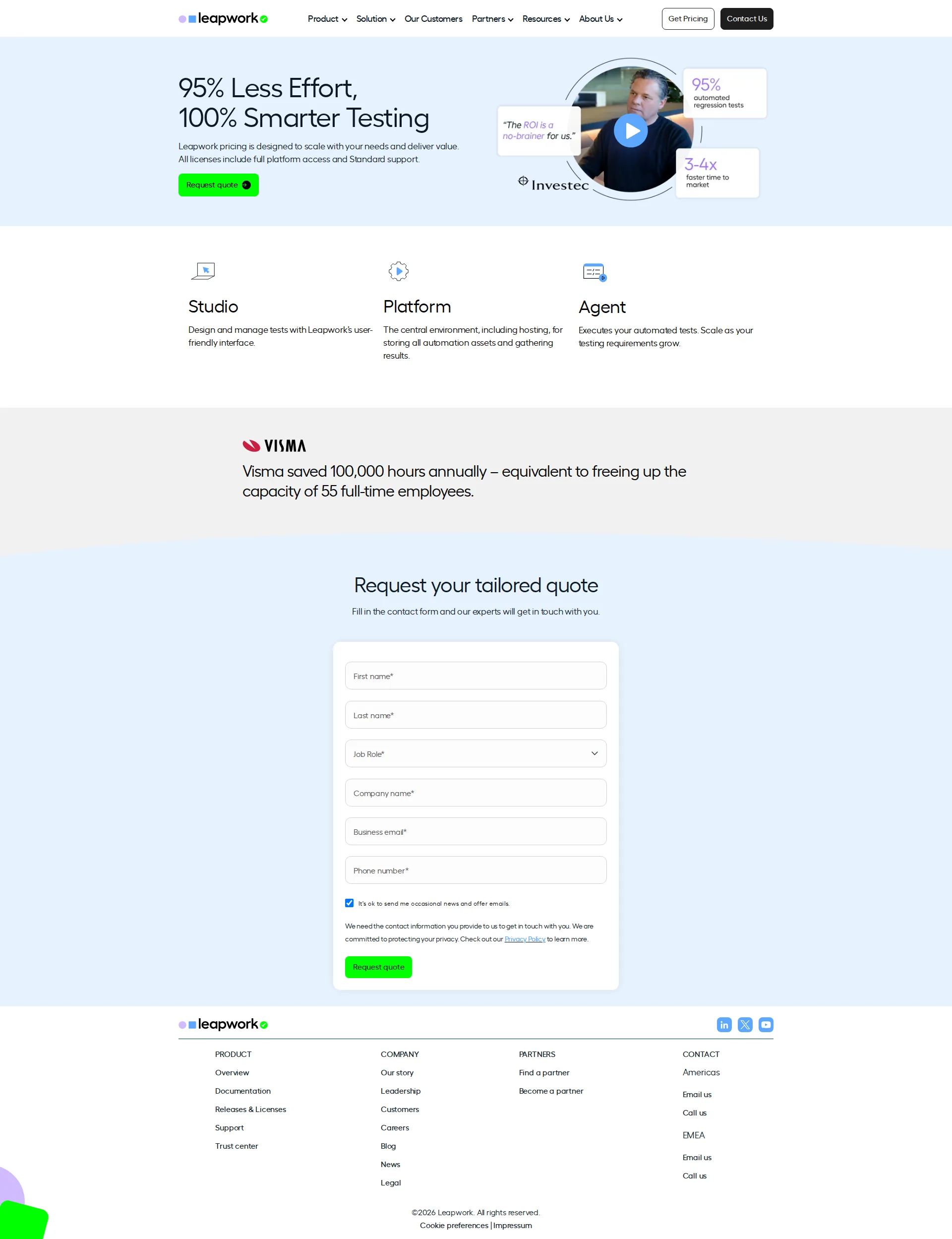 LeapWork pricing page screenshot