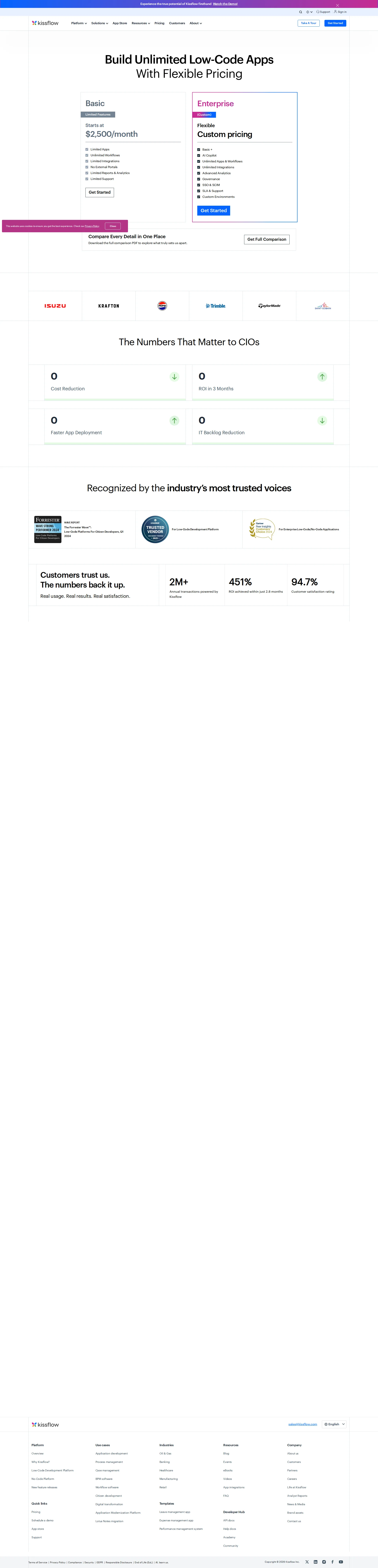 Kissflow pricing page screenshot