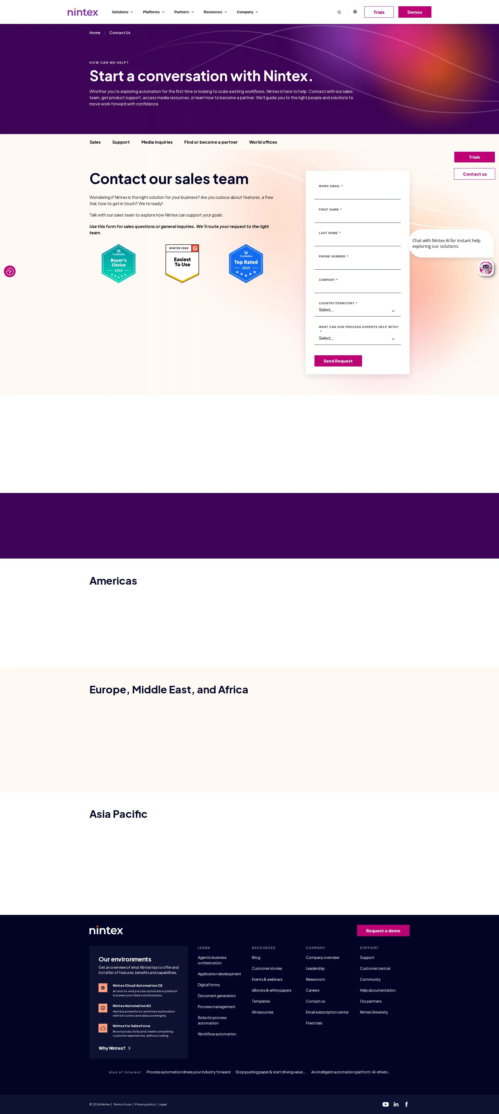 Nintex pricing page screenshot