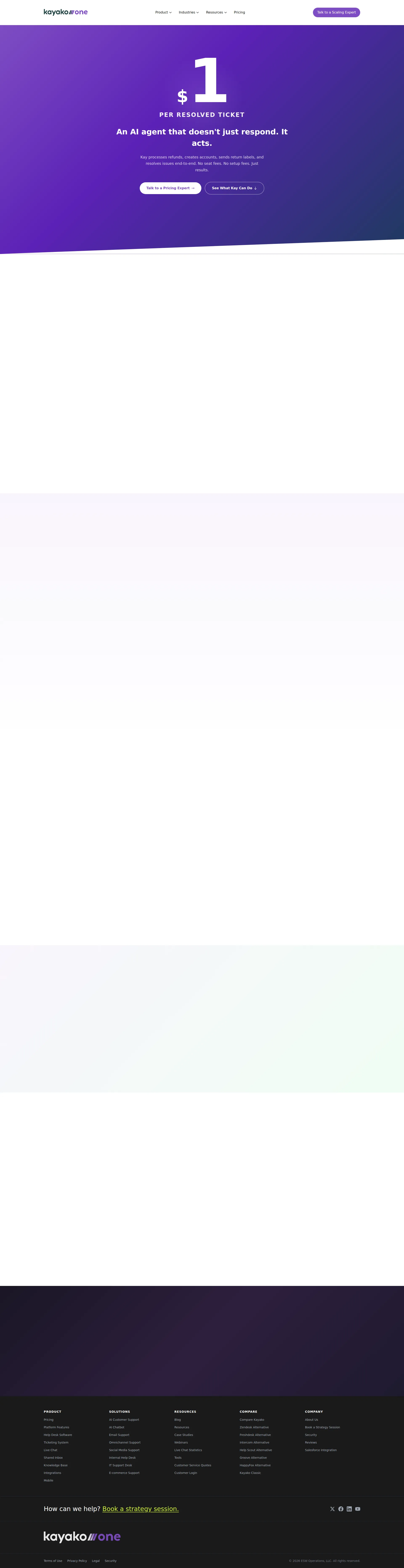 Kayako pricing page screenshot