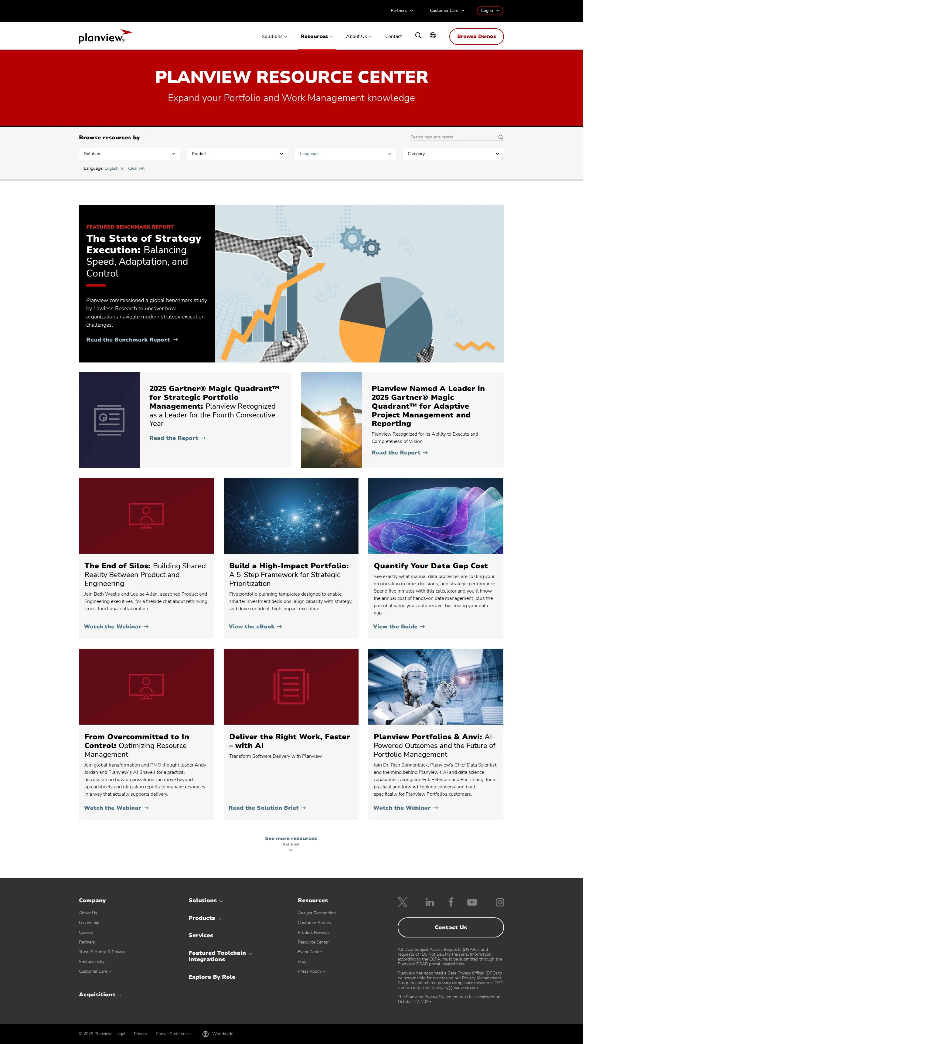 Planview pricing page screenshot