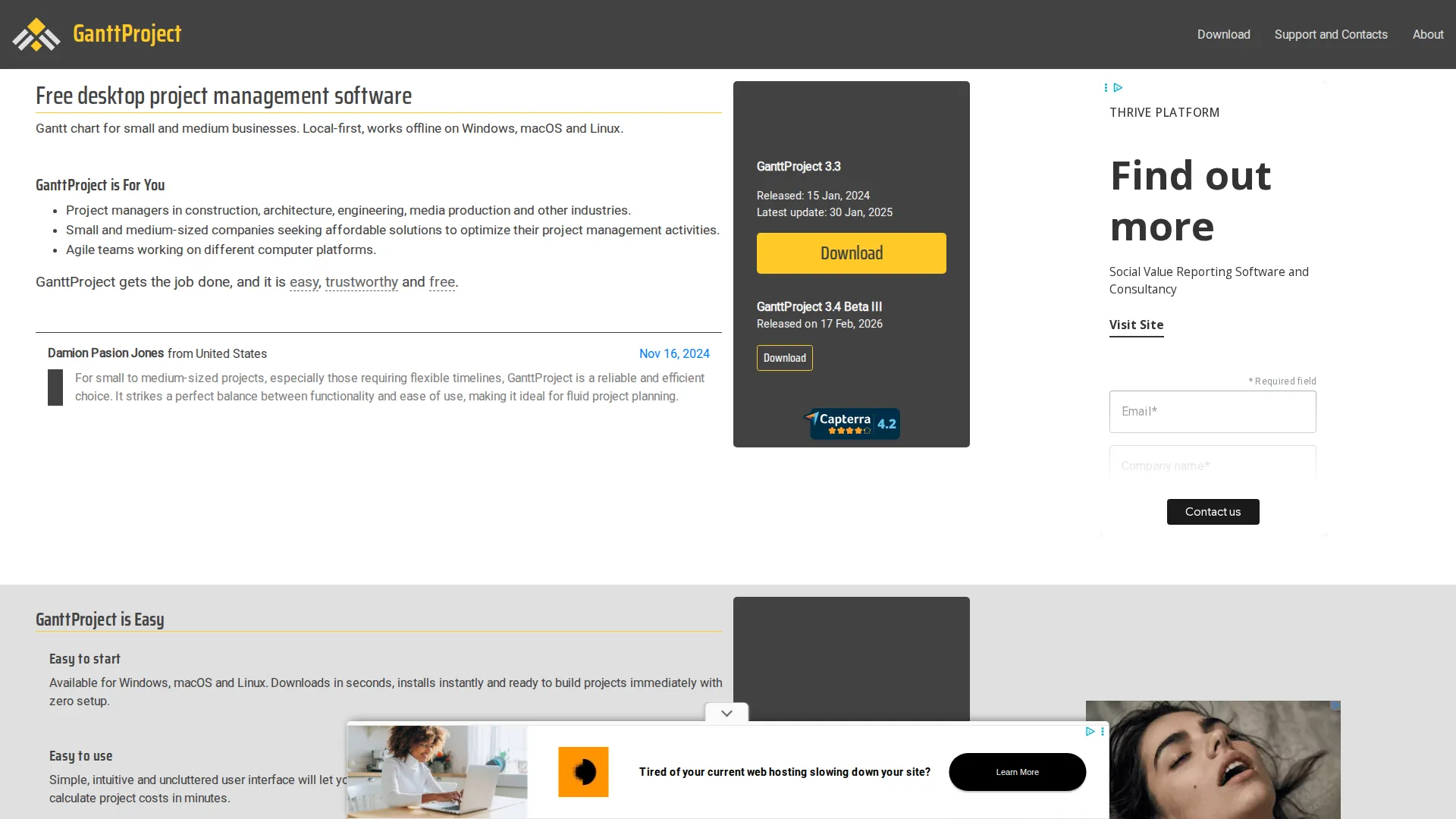 GanttProject pricing page screenshot