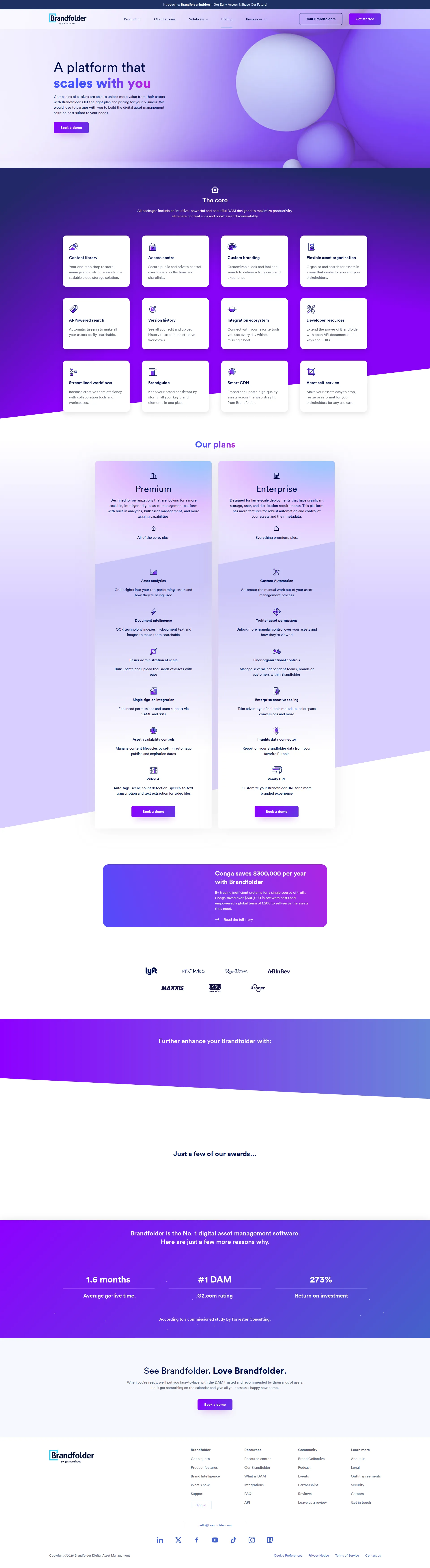 Brandfolder pricing page screenshot