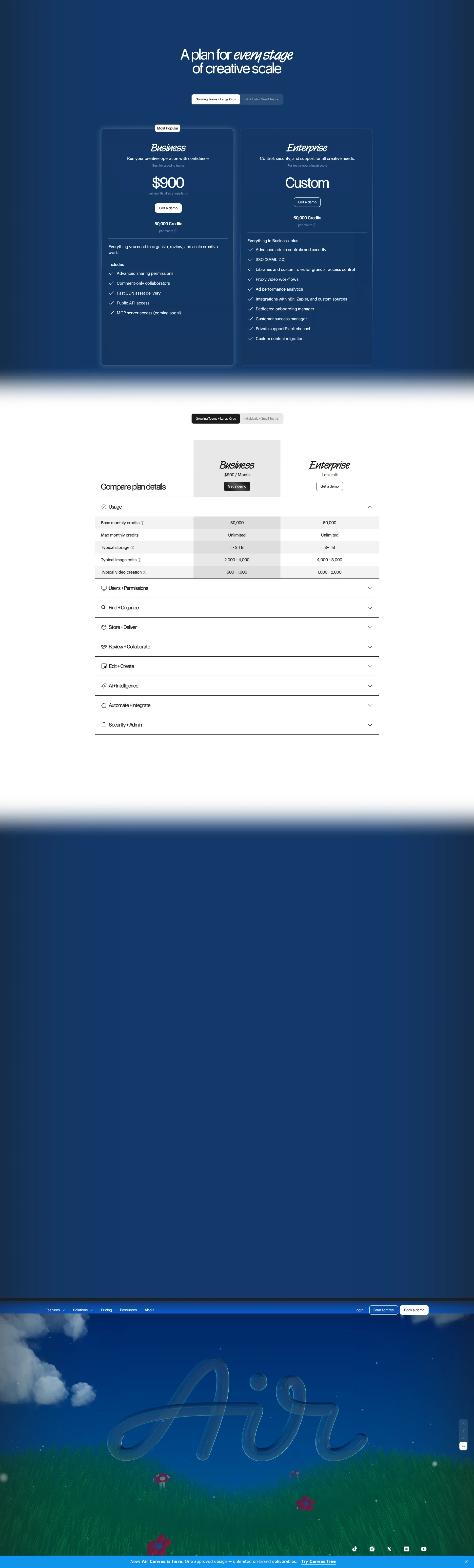 Air pricing page screenshot