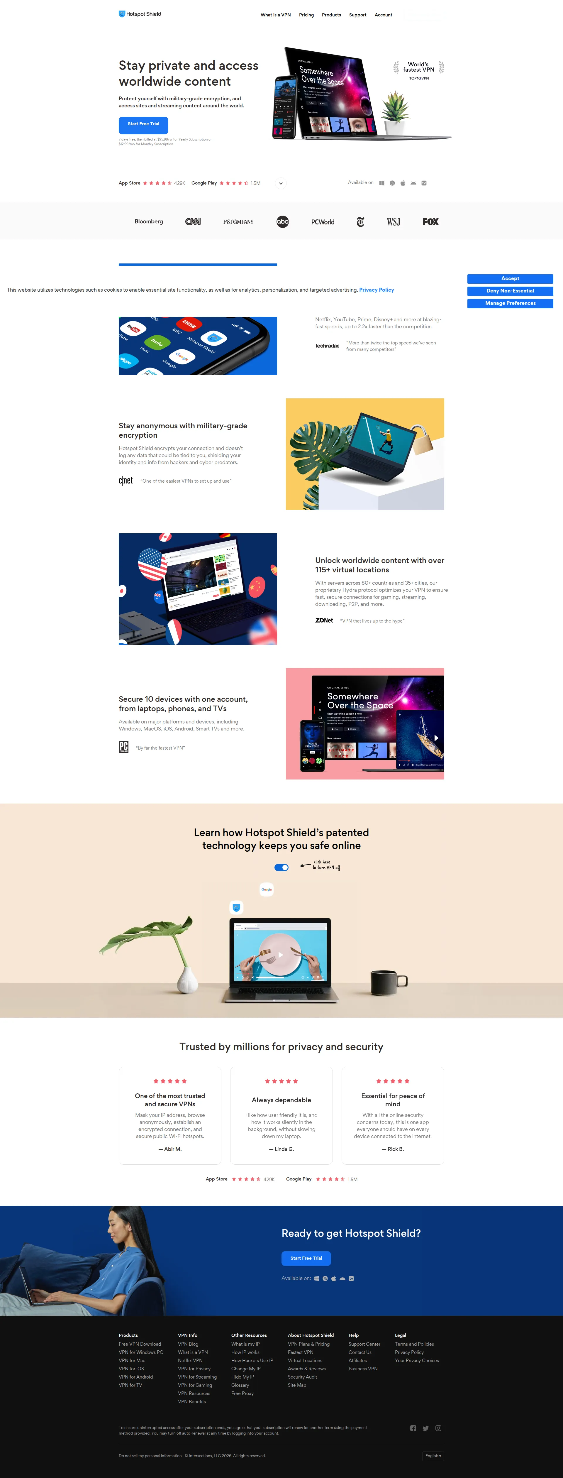Hotspot Shield pricing page screenshot