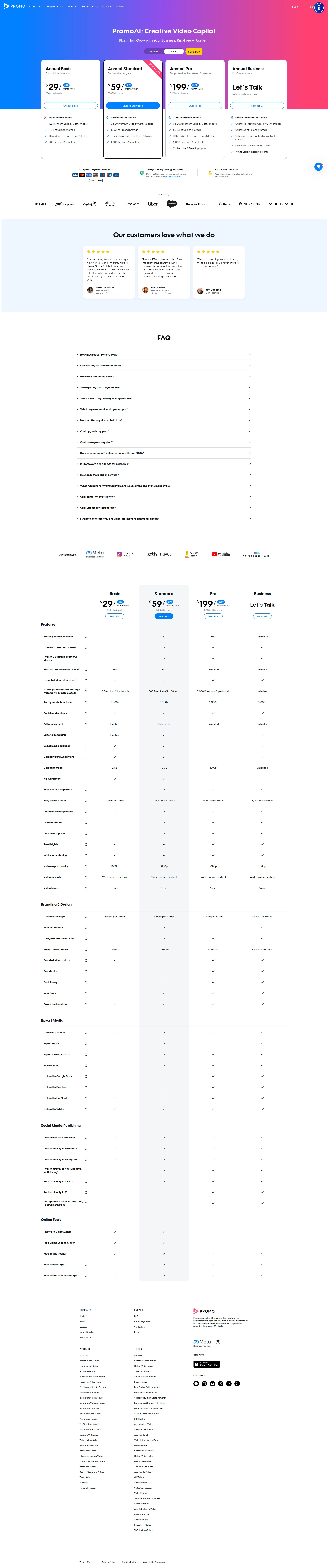 Promo.com pricing page screenshot