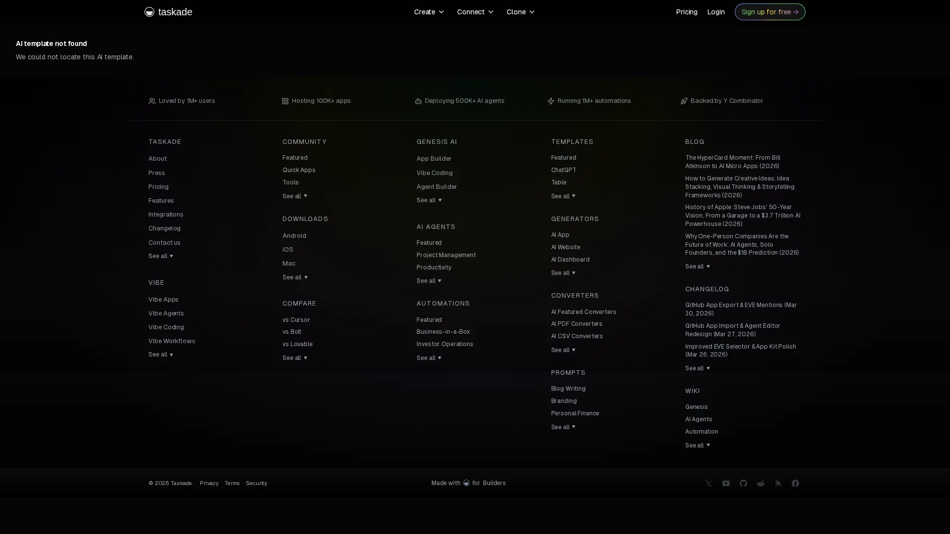Taskade AI pricing page screenshot