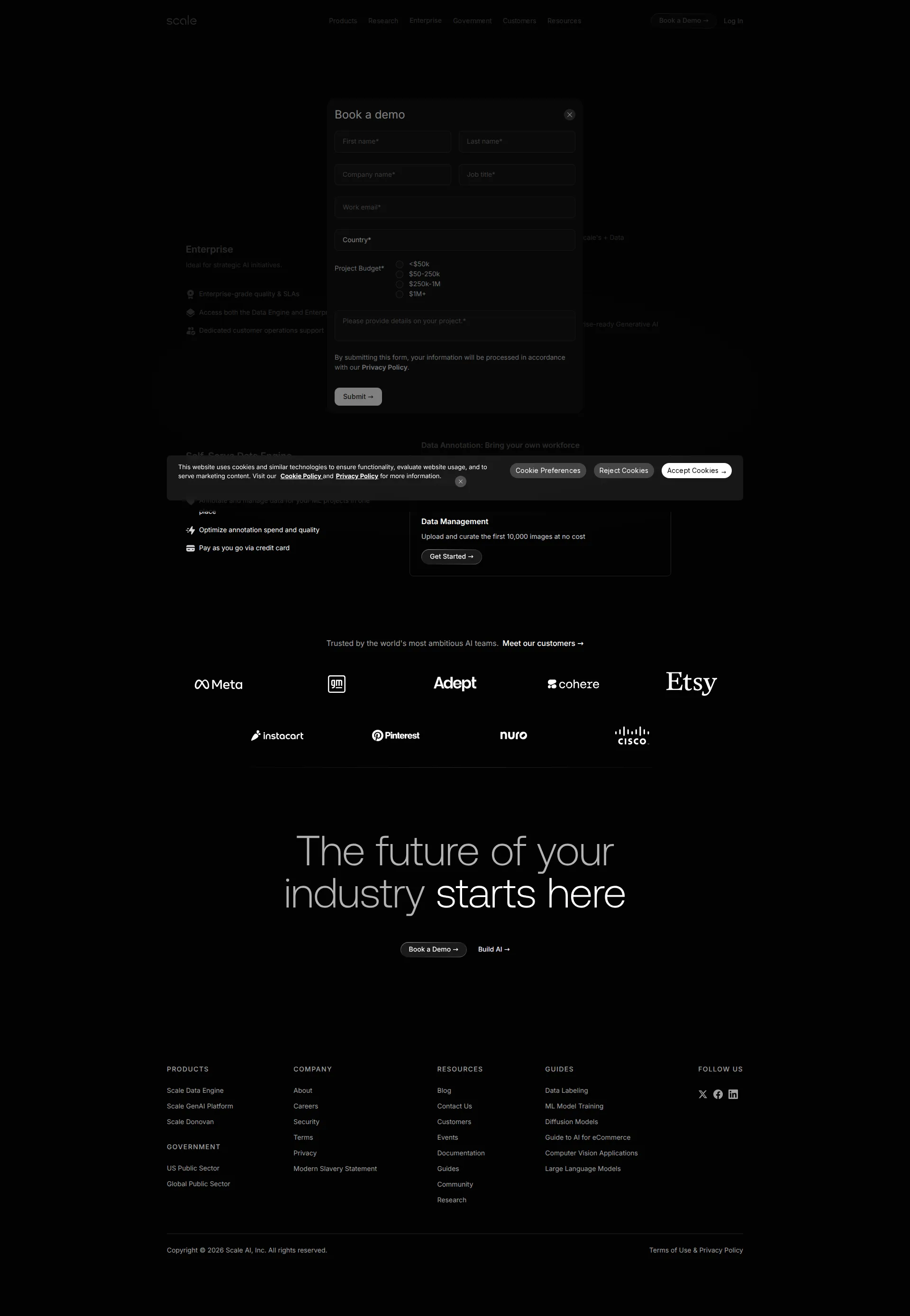 Scale AI pricing page screenshot