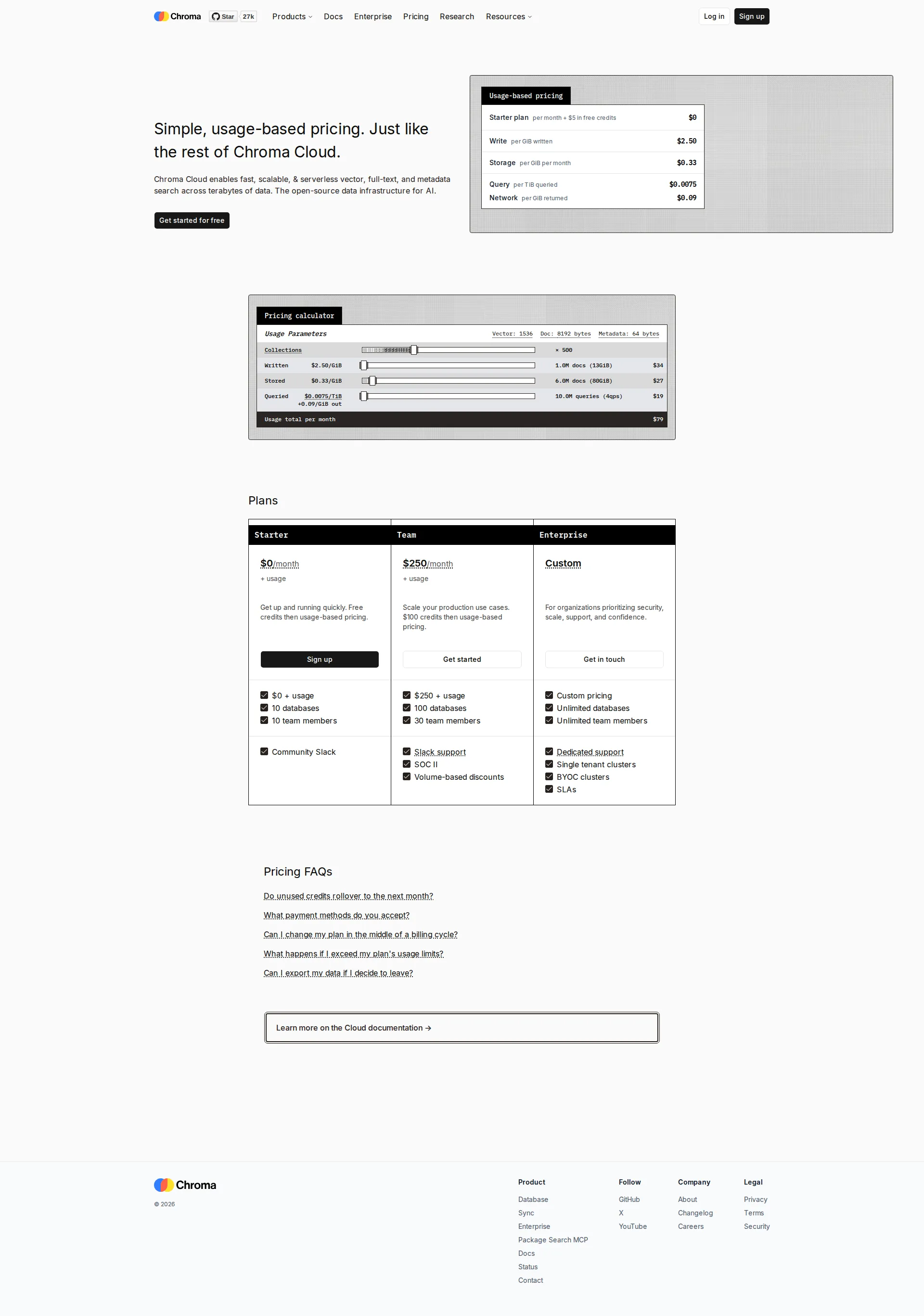 Chroma pricing page screenshot