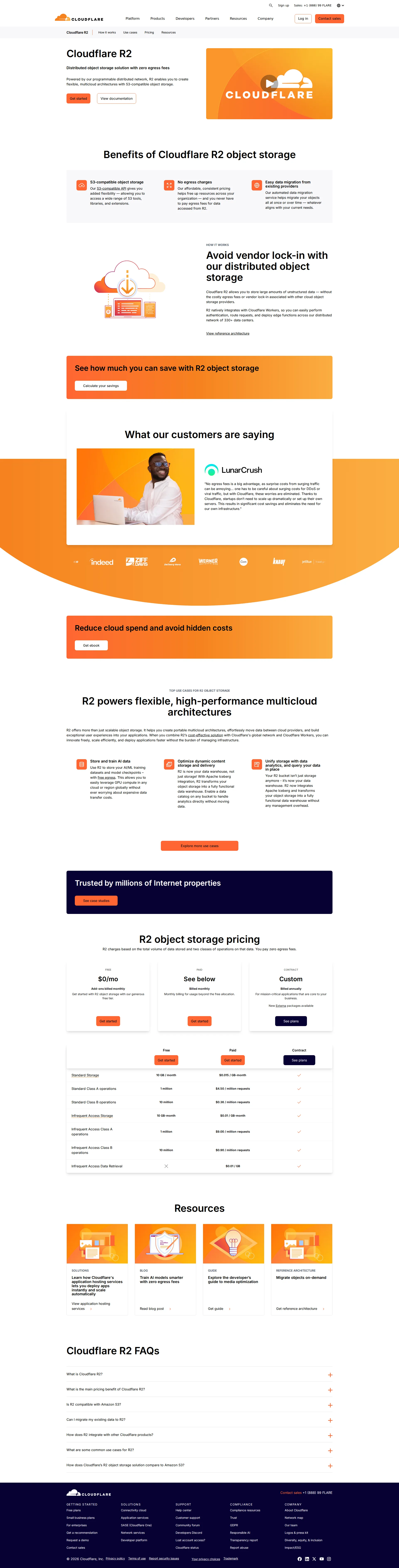 Cloudflare R2 pricing page screenshot