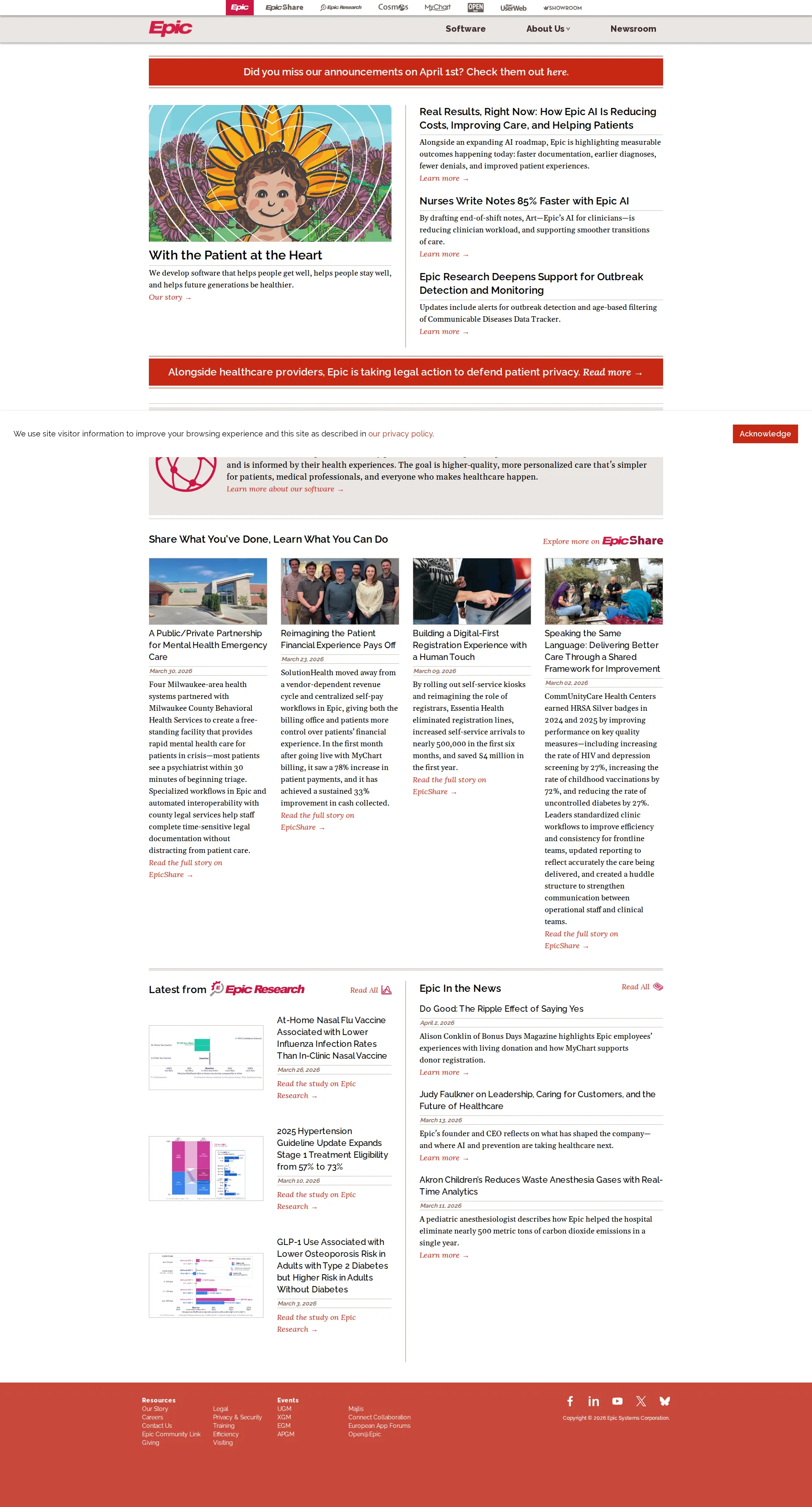 Epic Systems pricing page screenshot