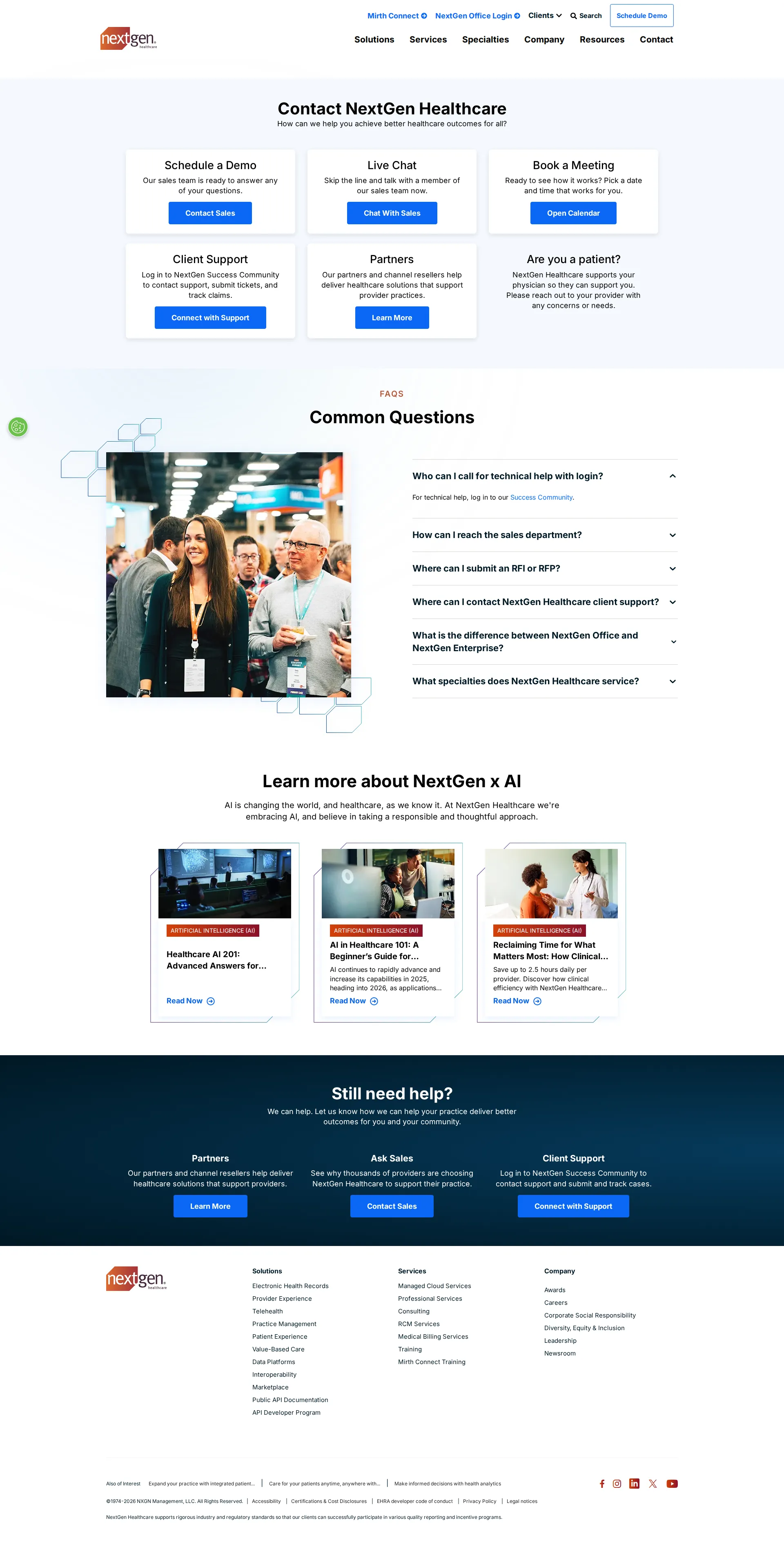 NextGen Healthcare pricing page screenshot
