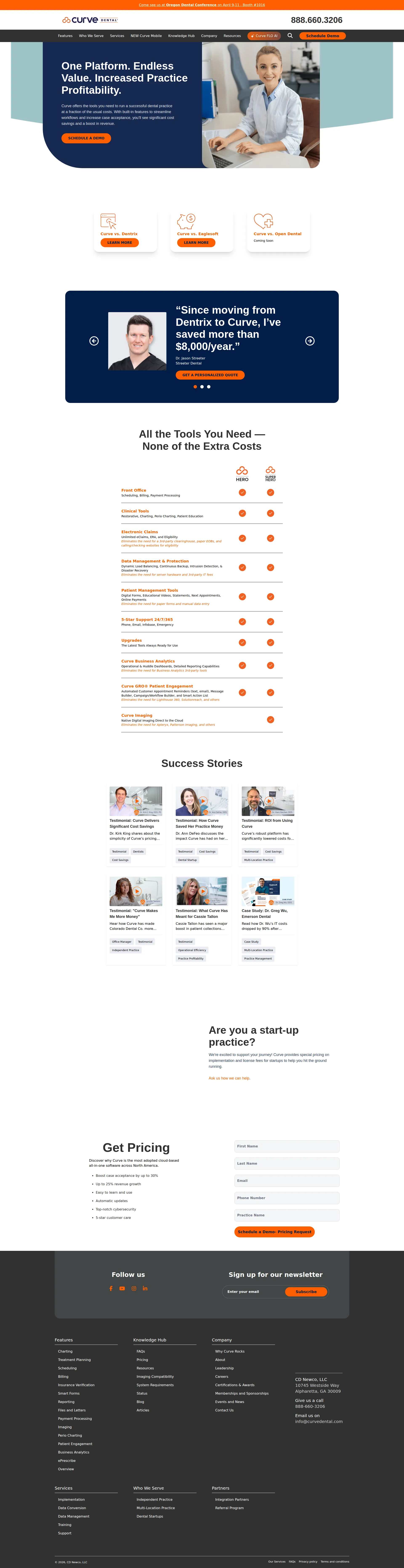 Curve Dental pricing page screenshot
