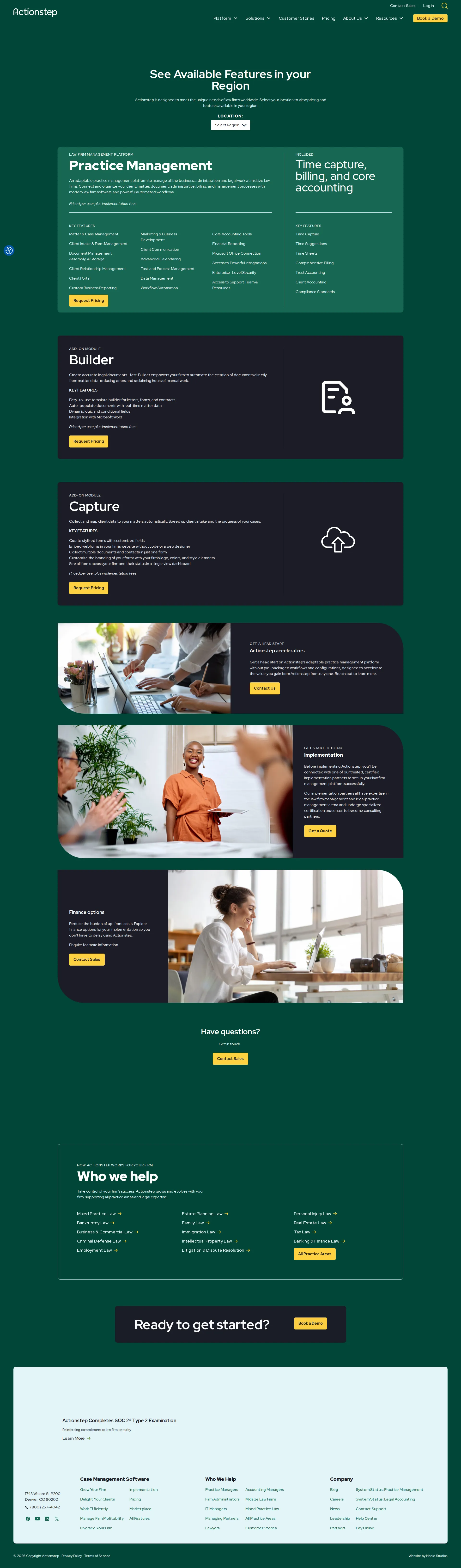 Actionstep pricing page screenshot