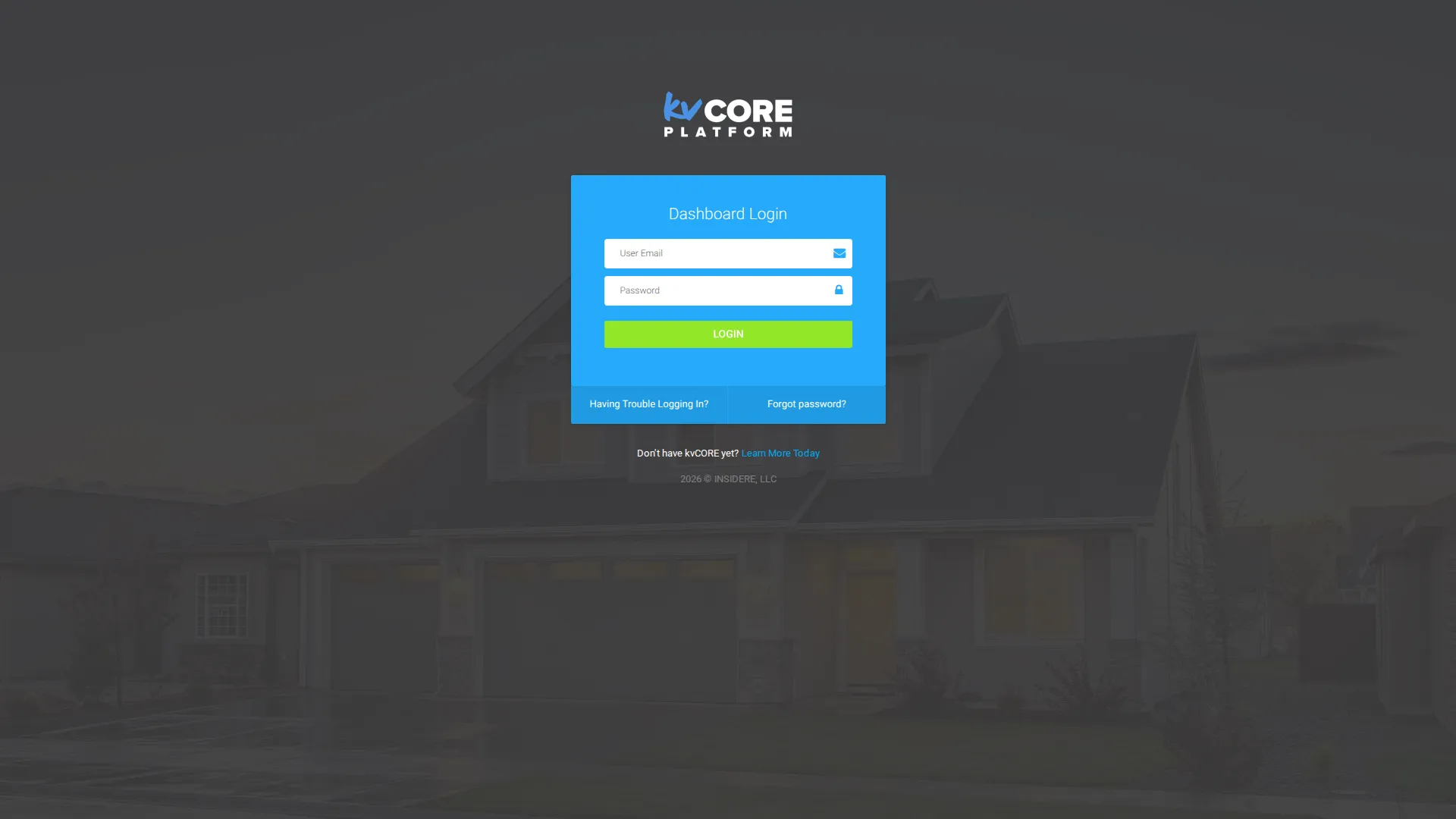 kvCORE pricing page screenshot