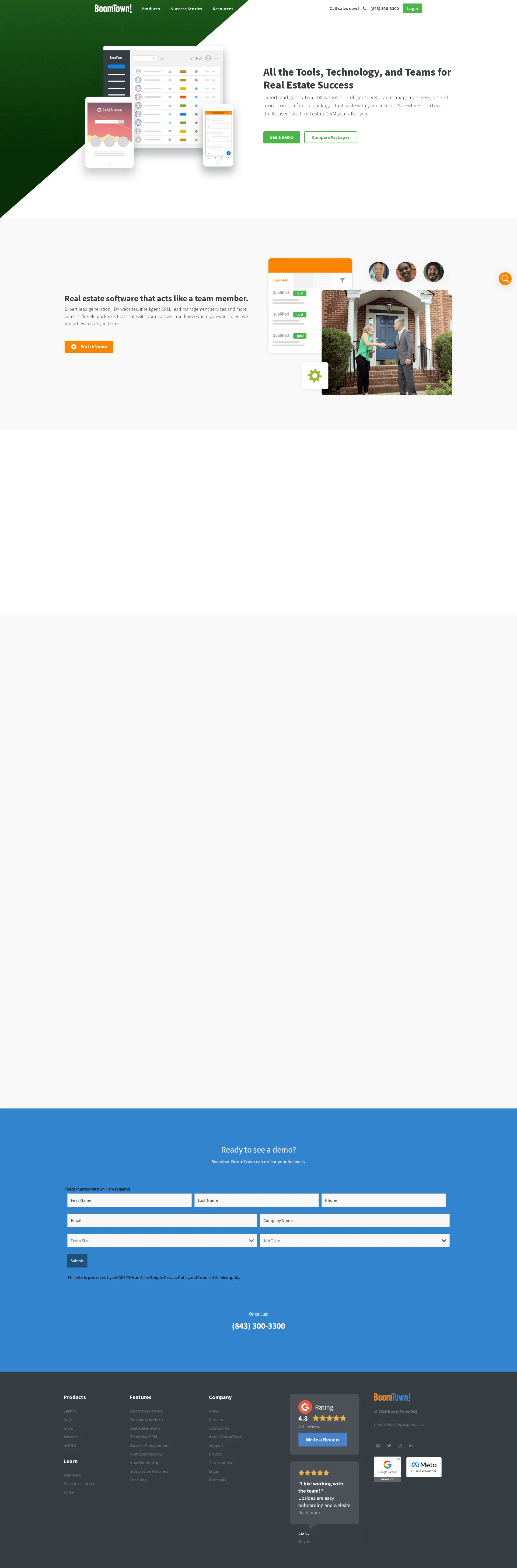 BoomTown pricing page screenshot