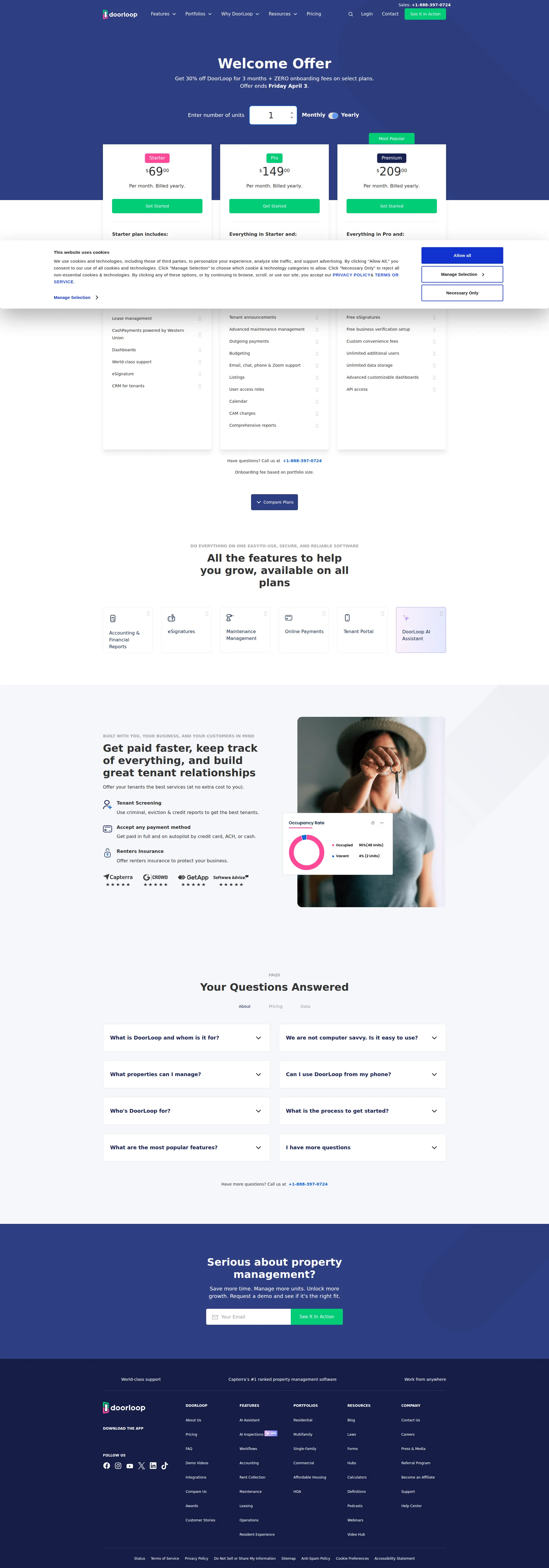 DoorLoop pricing page screenshot
