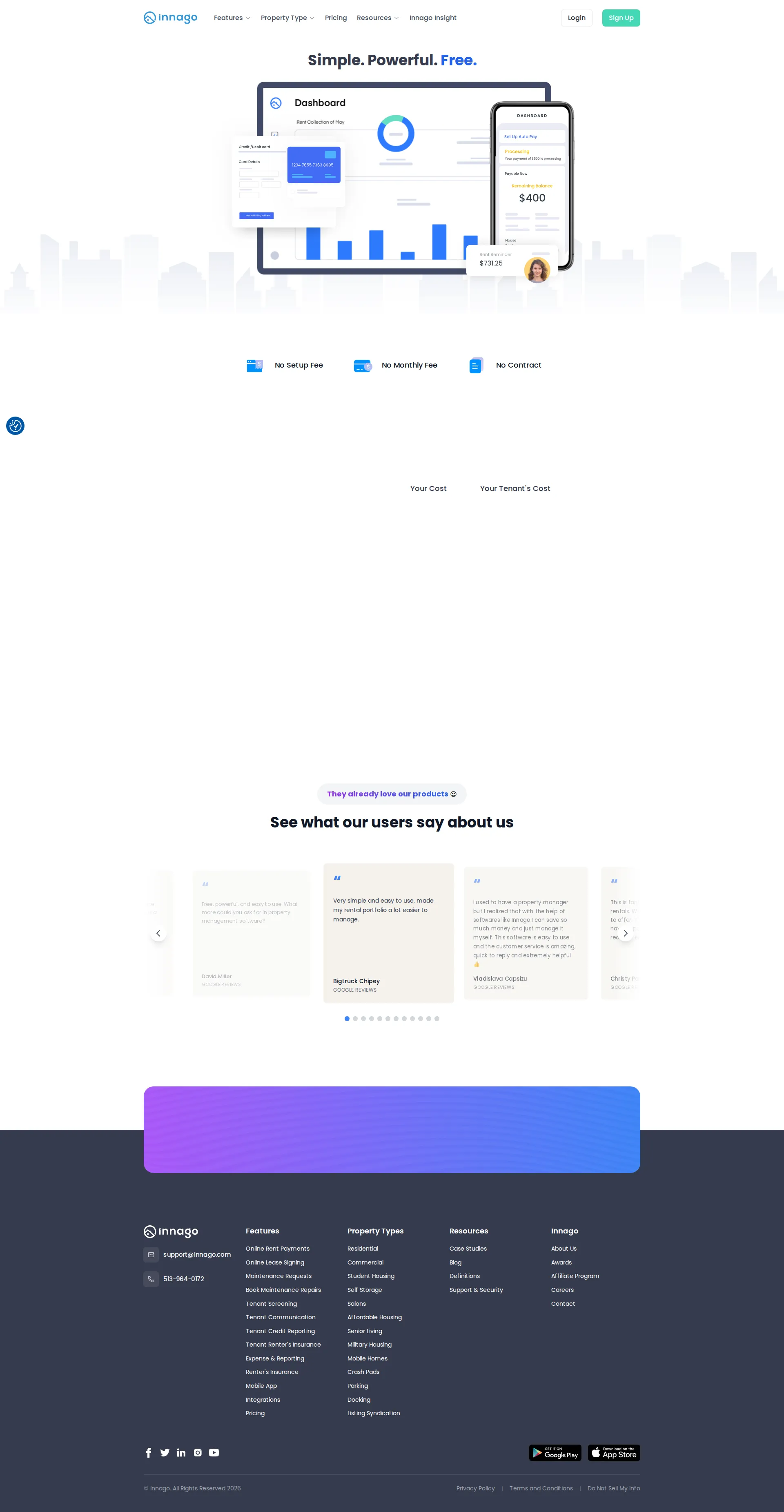 Innago pricing page screenshot