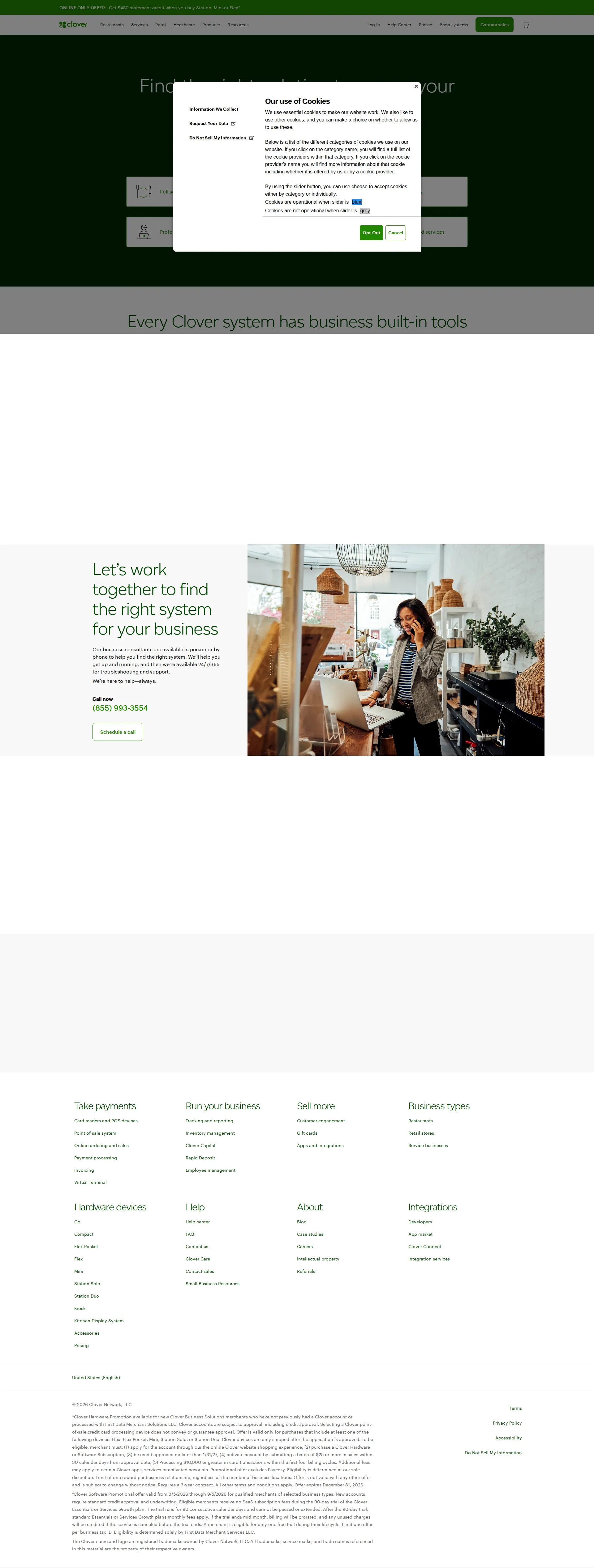 Clover POS pricing page screenshot
