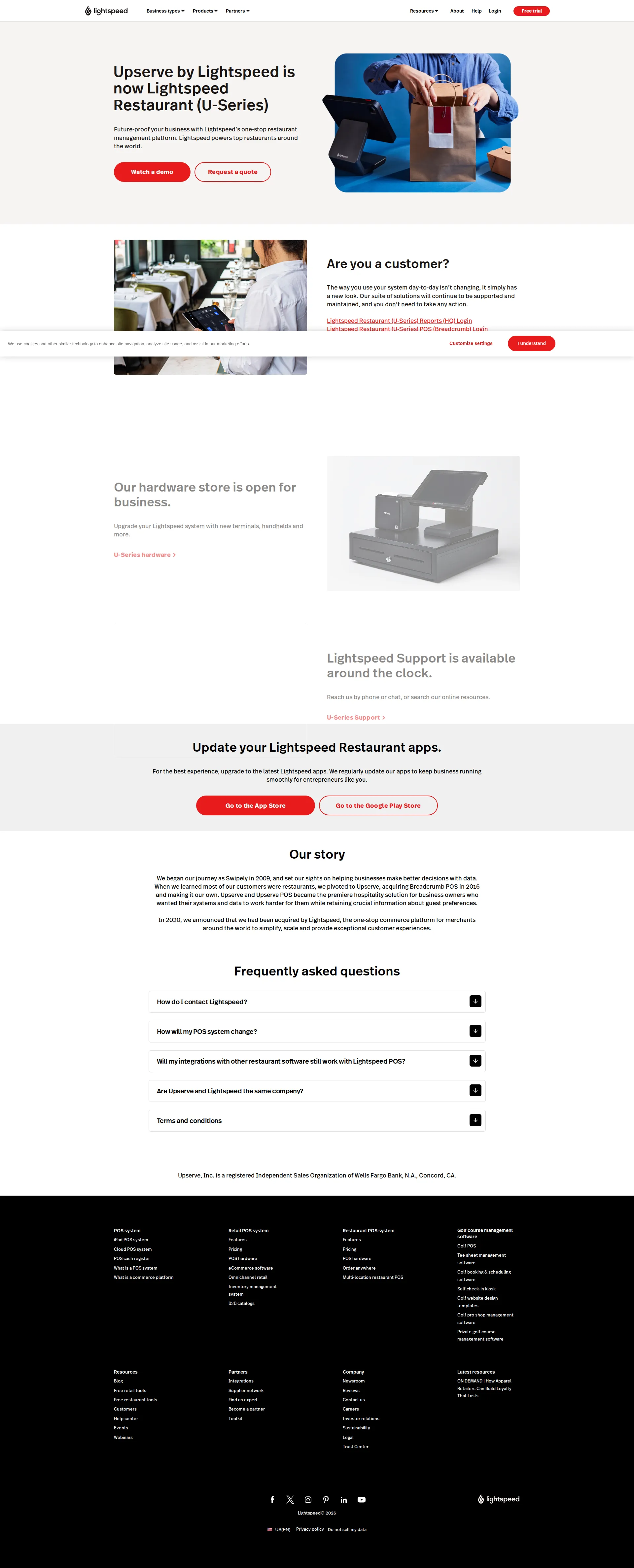 Upserve pricing page screenshot