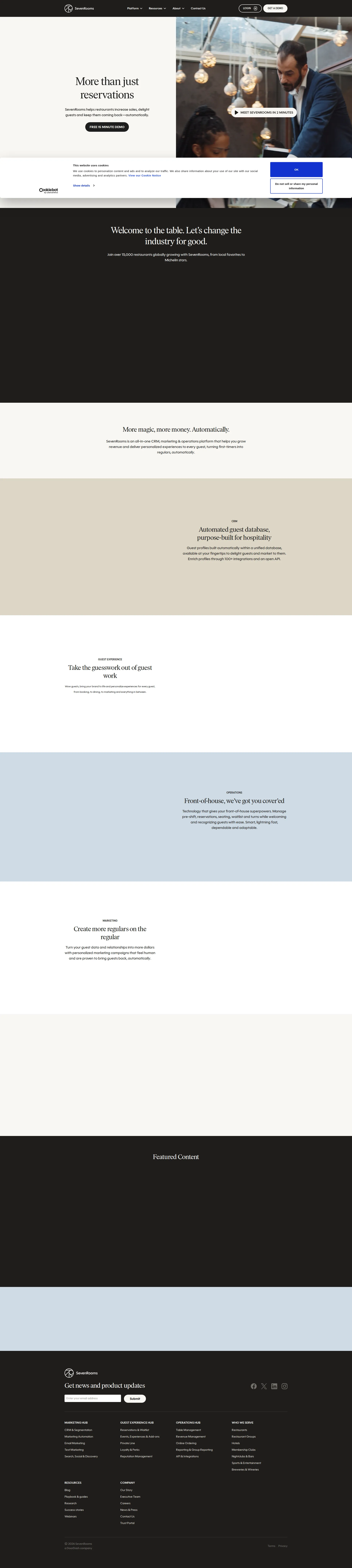 SevenRooms pricing page screenshot