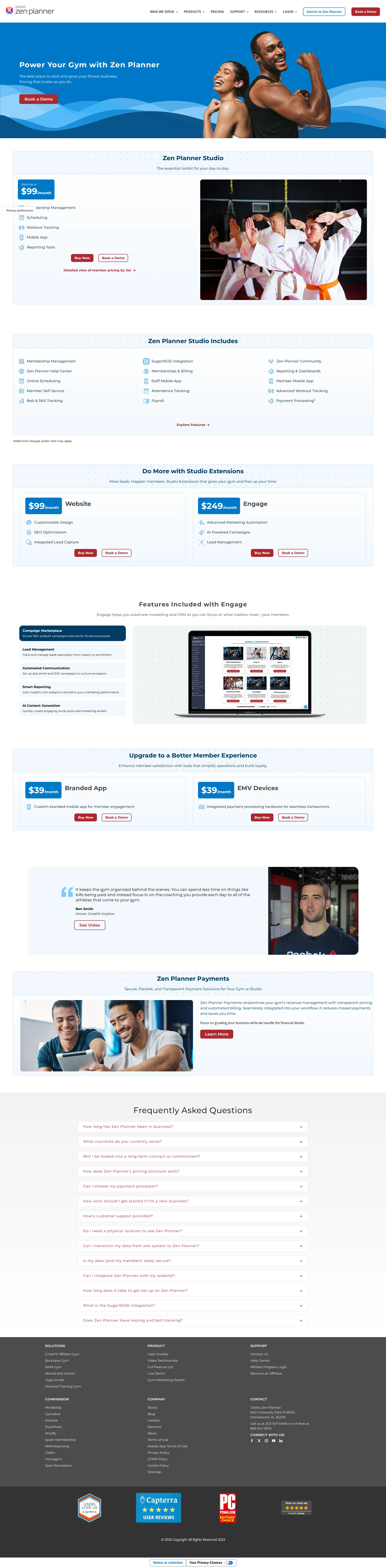 Zen Planner pricing page screenshot