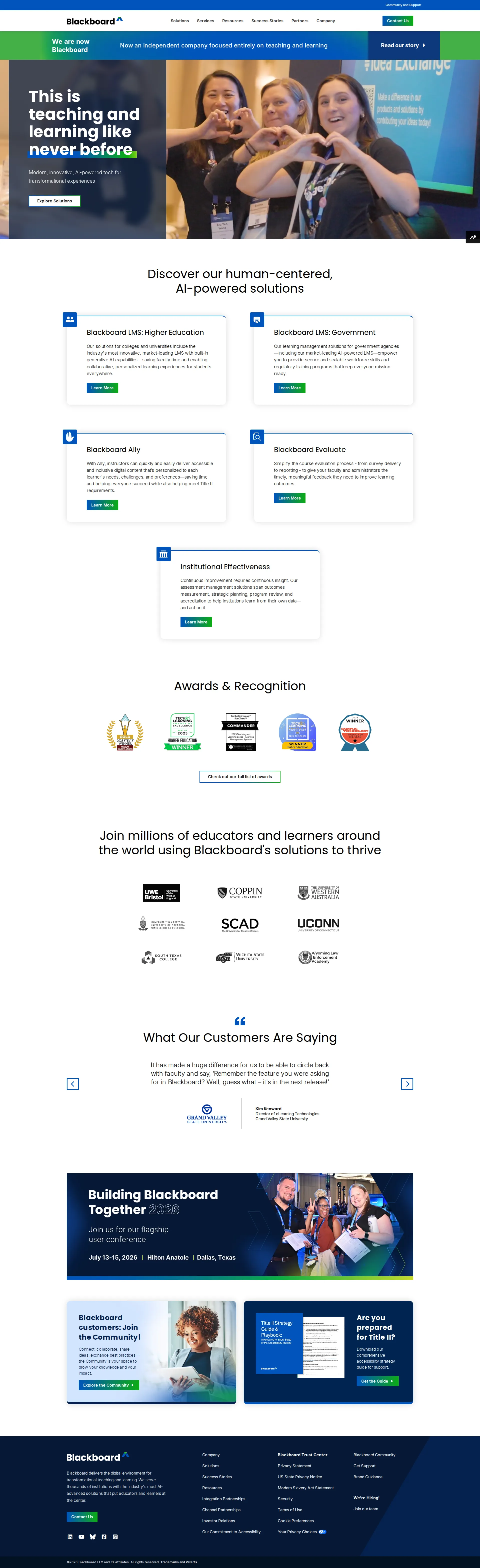 Blackboard pricing page screenshot