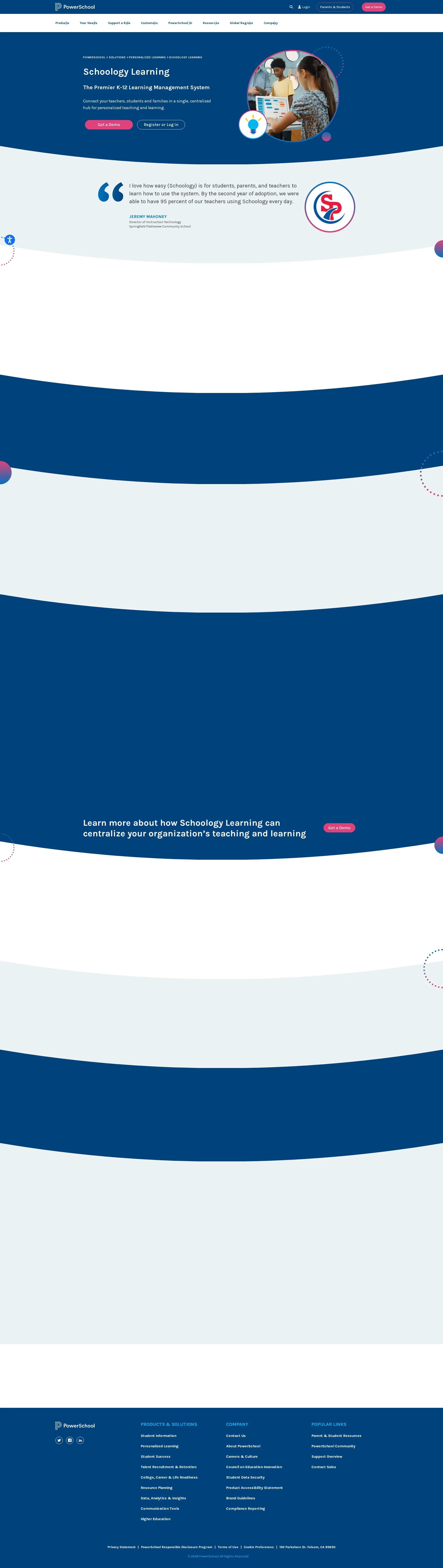 Schoology pricing page screenshot