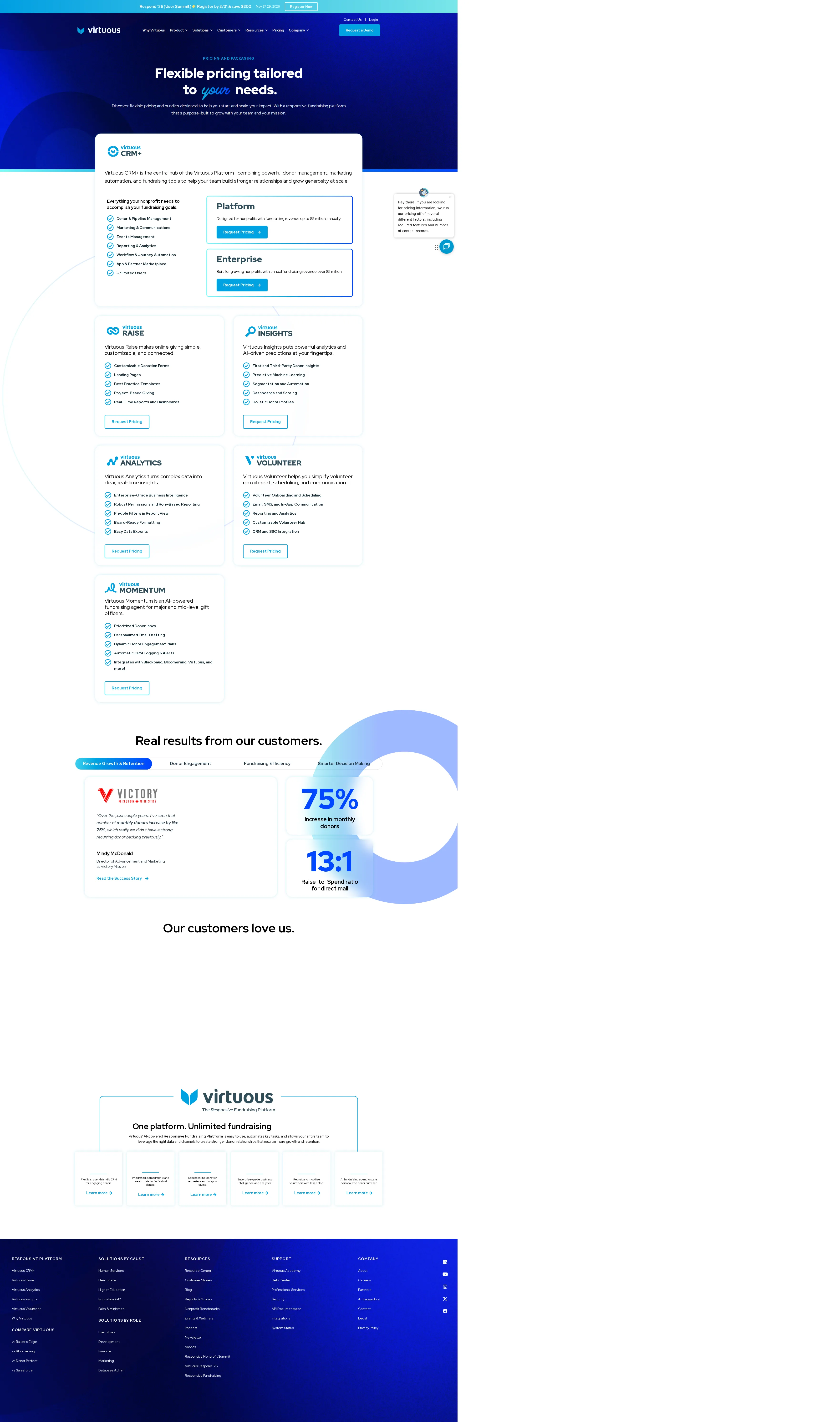 Virtuous pricing page screenshot