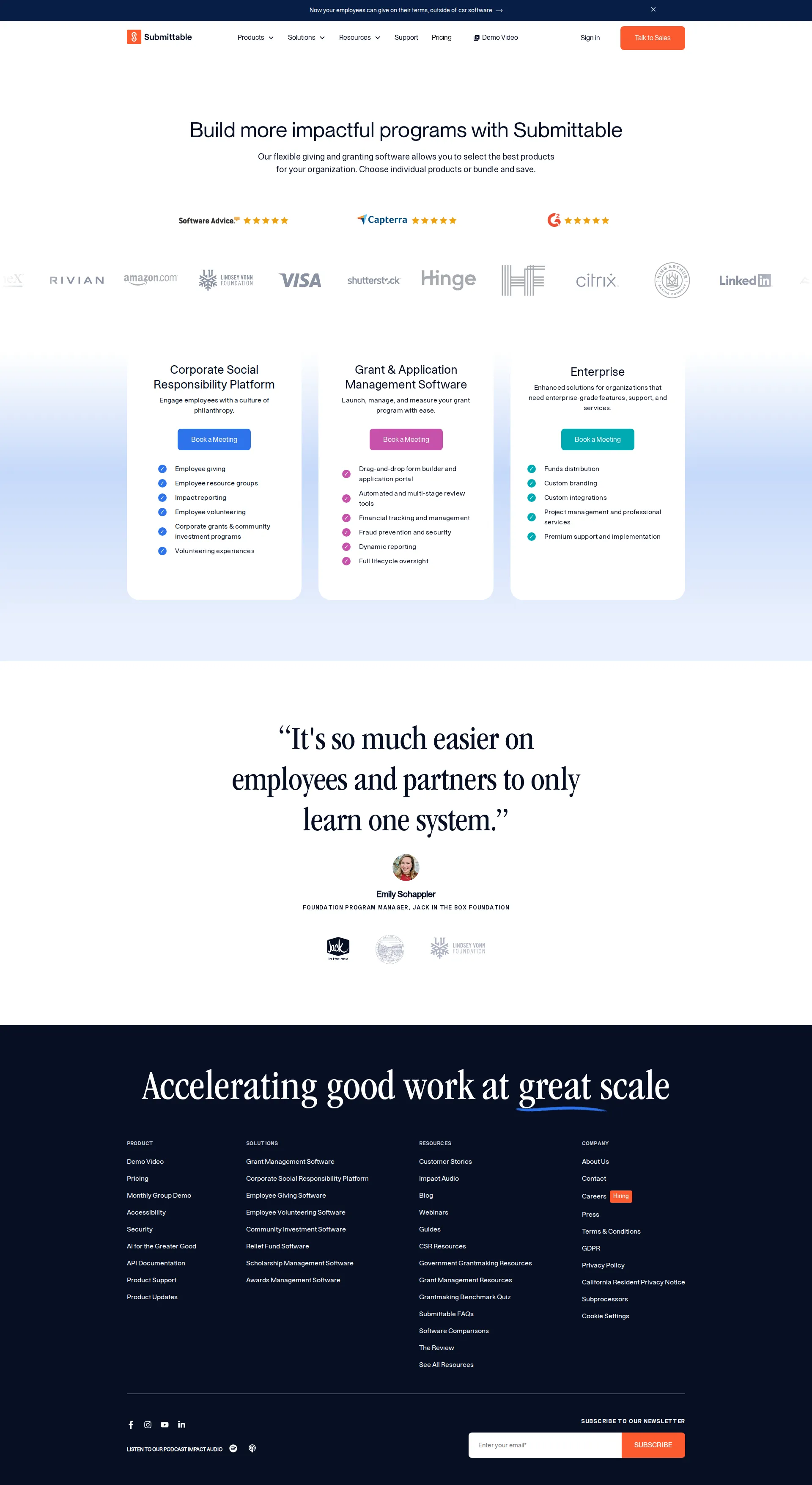 Submittable pricing page screenshot