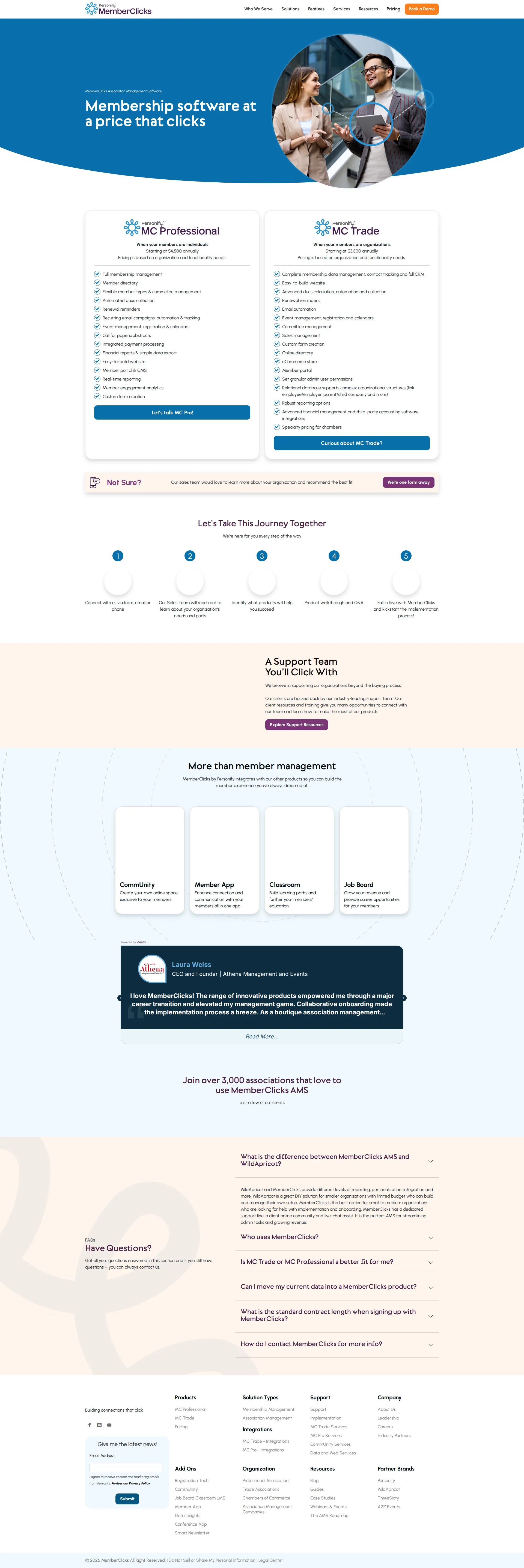 MemberClicks pricing page screenshot