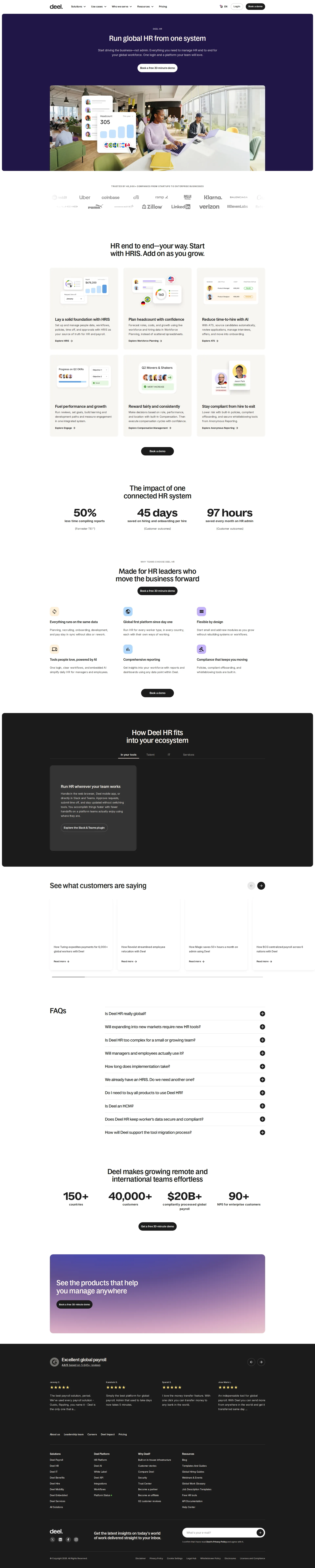 Deel HR pricing page screenshot