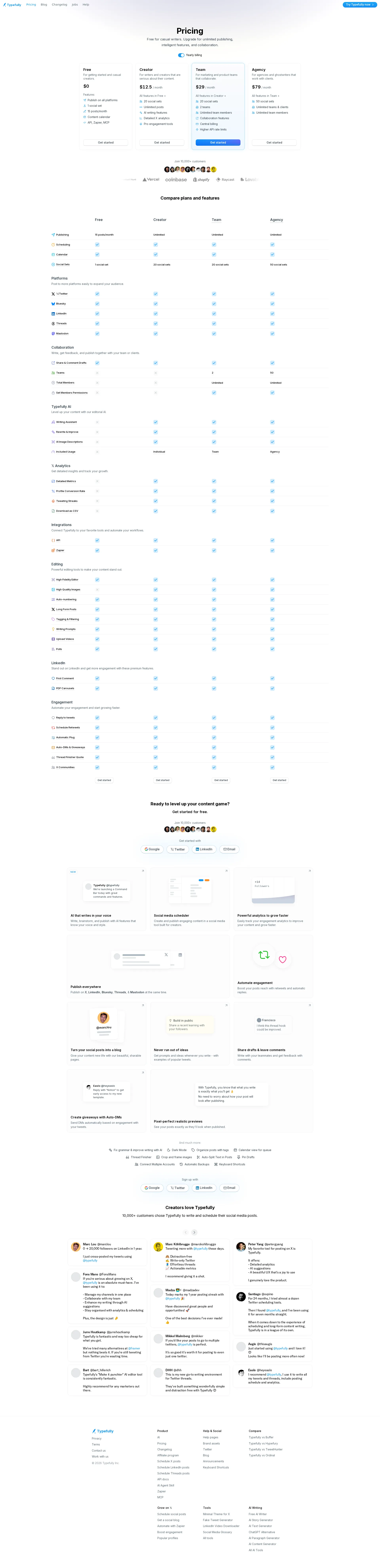 Typefully Pro pricing page screenshot